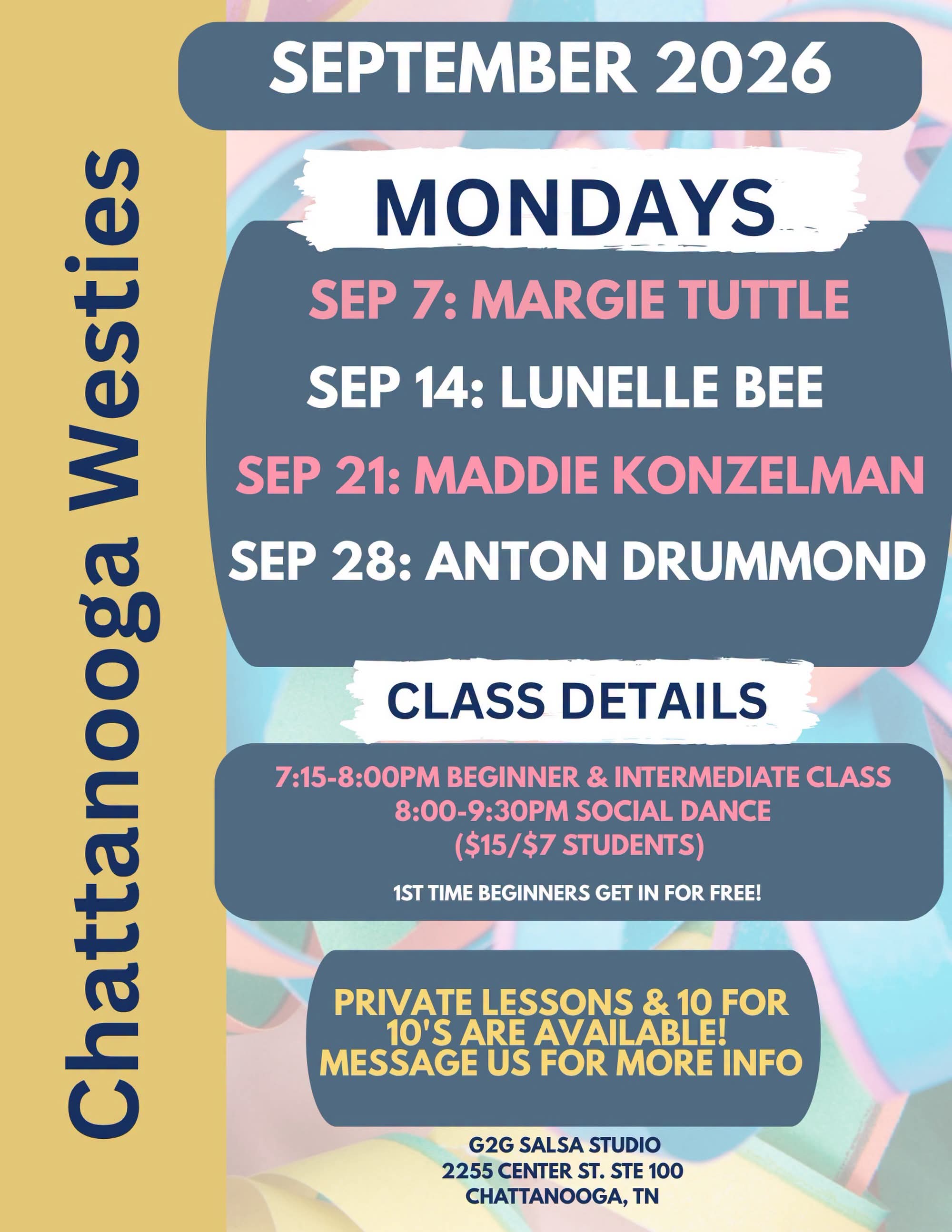 Flyer for Monday Night West Coast Swing